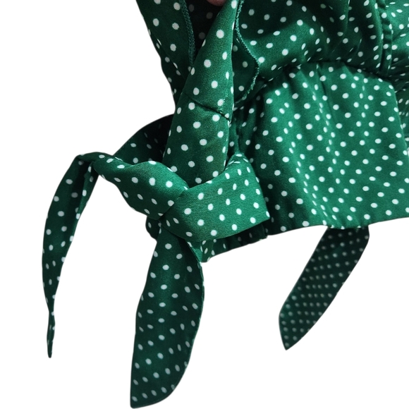 Umgee Cropped Green Polka Dot Top Tie Sides Size S **FLAW - Picture 4 of 7